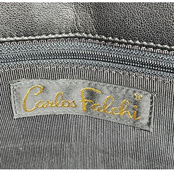 CARLOS FALCHI VINTAGE RARE BLACK CROC HANDBAG W/ SNAP CLOSURE 12.5" L X 6" H - Picture 8 of 14